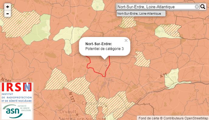 Carte radon à Nort-sur-Erdre
